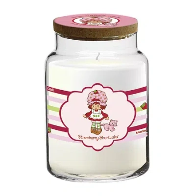 Courtside Market Strawberry Shortcake 26 oz Shortcake Striped Scented Jar Candle In Pink
