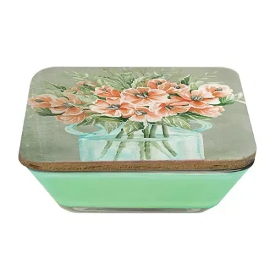 Courtside Market Poppies 3-in-1 20oz Soy Wax With Decorative Art Lid Scented Jar Candle In Green