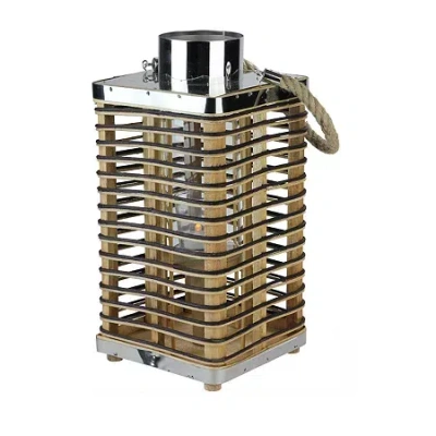 Northlight 15.5'' Rustic Chic Rectangular Rattan Candle Holder Lantern With Jute Handle In Brown