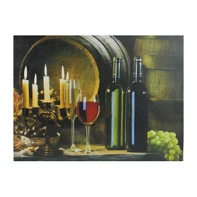Northlight 15.75'' Led Lighted Flickering Candles And Wine Canvas Wall Art Decor In Green