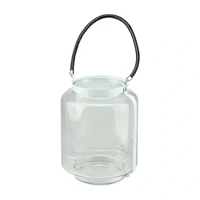 Northlight 18'' Clear Glass Pillar Candle Lantern With White Metal Frame In Multi