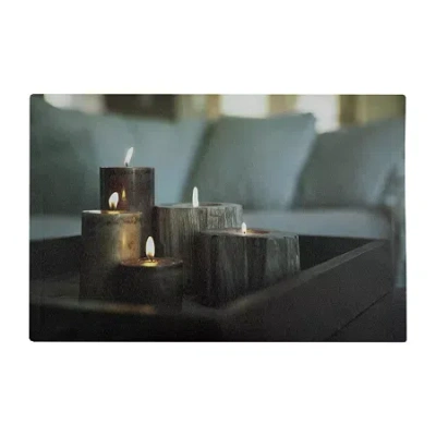 Northlight Led Lighted Faux Driftwood Flickering Candles Canvas Wall Art 15.75" X 23.5" In Brown