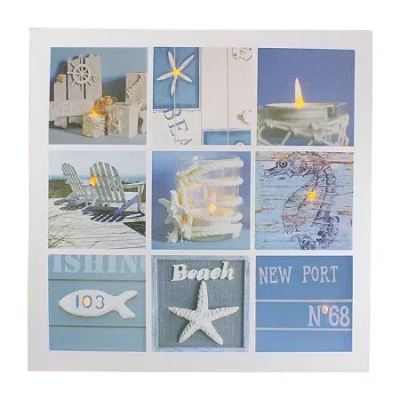 Northlight Led Lighted Summer Fun Beach Life Canvas Wall Art 19.75" In White