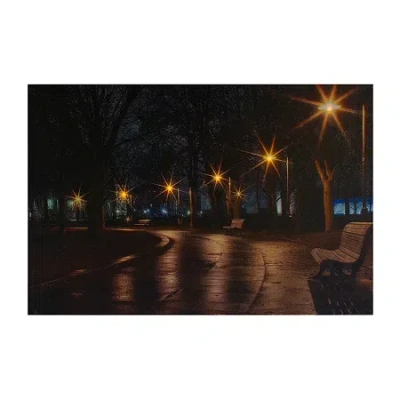 Northlight Led Lighted Nighttime City Park Scene Canvas Wall Art 23.75" In Black