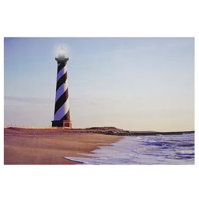 Northlight Led Lighted Lighthouse Seaside Beach Scene Canvas Wall Art 15.75" X 23.5" In Brown