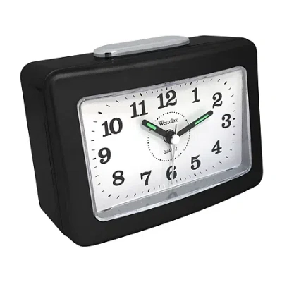 Westclox No Tick Loud Bell Analog Alarm Clock In Black