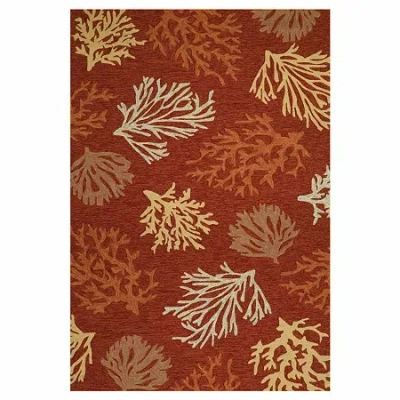 Couristan Outdoor Escapes Sea Reef Hooked Rectangular Accent Rug In Red