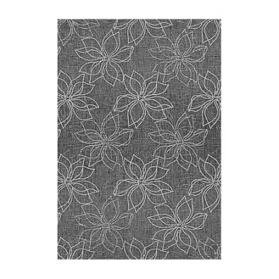 Couristan Charm Botanical Flatweave Indoor Outdoor Rectangular Area Rug In Black
