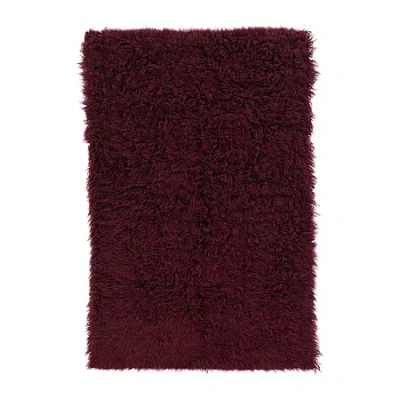 Linon Flokati Washable Indoor Rectangular Accent Rug In Red