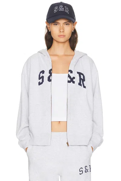 Sporty And Rich Ivy Zip Hoodie In Gray