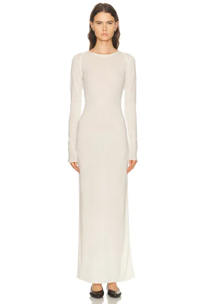 Skims Sheer Cashmere Long Sleeve Maxi Dress In White
