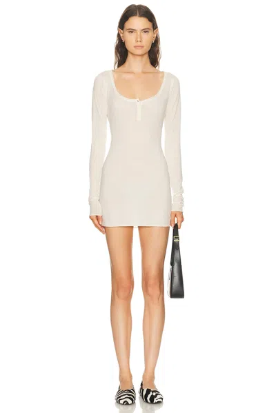 Skims Sheer Cashmere Henley Mini Dress In Neutral