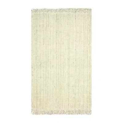 Nuloom Hand Woven Chunky Loop Jute Rug In White