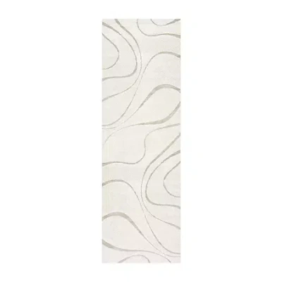 Nuloom Carolyn Modern Waves Indoor Outdoor Rectangular Runner In White