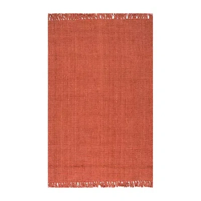 Nuloom Hand Woven Chunky Loop Jute Rug In Orange