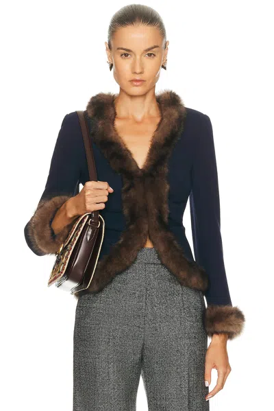 Valentino Wool Crepe Jacket In Blue