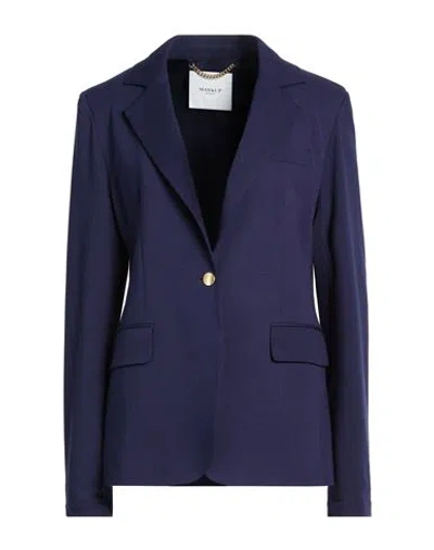 Markup Woman Blazer Navy Size 10 Cotton, Polyimide, Elastane In Blue