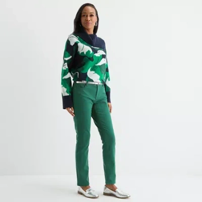 Liz Claiborne Womens Sara Mid Rise Slim Fit In Green