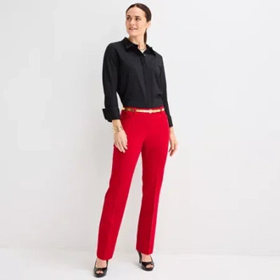 Liz Claiborne Audra Tailored Womens Straight Mid Rise Trouser In Red