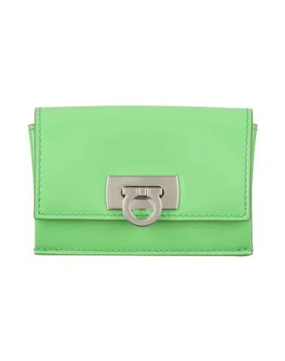 Ferragamo Portacarte Woman Coin Purse Lime Green Size - Calfskin In Green