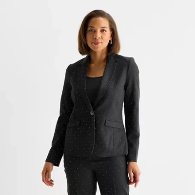 Liz Claiborne Kate Womens Stretch Fabric Classic Fit Blazer In Black
