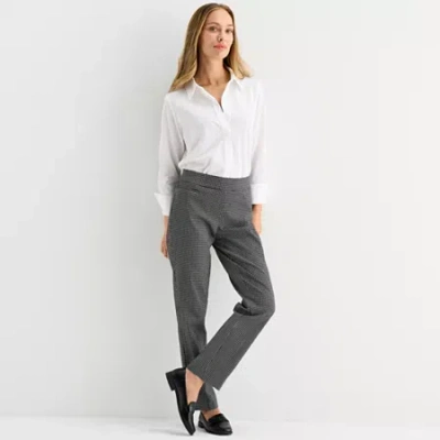 Liz Claiborne Lisa Womens Straight Mid Rise Pull-on Pant In Black