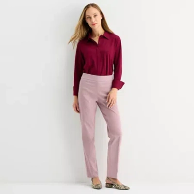 Liz Claiborne Lisa Womens Straight Mid Rise Pull-on Pant In Blue