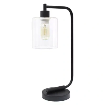 All The Rages Simple Designs Industrial Iron Lantern Desk Lamp With Glass Shade In Black