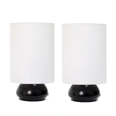 All The Rages Simple Designs Gemini Colors 2 Pack Mini Touch Table Lamp Set With Fabric Shades In Black