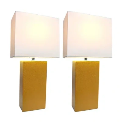 All The Rages Elegant Designs 2 Pk Modern Leather Table Lamps In Sand