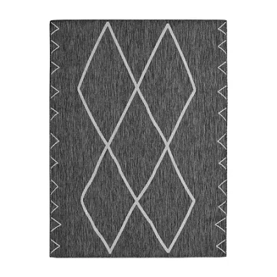 Madison Park Maya Moroccan Flatweave Skid Resistant Indoor Outdoor Rectangular Area Rug In Gray