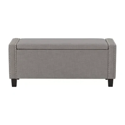 Corliving Boston Living Room Collection Storage Nailhead Trim Bench In Gray