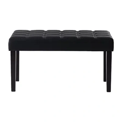 Corliving California 24 Panel Upholstered Tufted Bench In Black