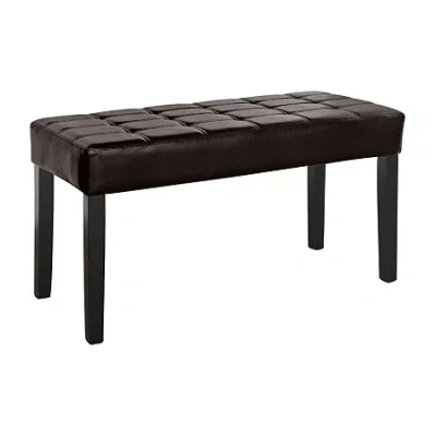 Corliving California 24 Panel Upholstered Tufted Bench In Brown