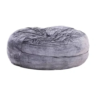 Sealy Bala Faux Fur Memory Foam Bean Bag Chair In Gray