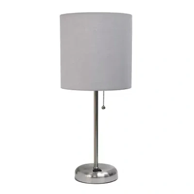 All The Rages Limelights Stick Lamp With Charging Outlet Table Lamp In Gray