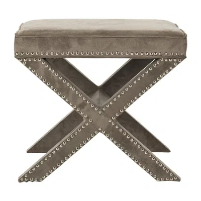 Safavieh Palmer Nailhead Trim Footstool In Brown
