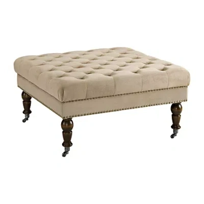 Linon Isabelle Square Tufted Ottoman In White