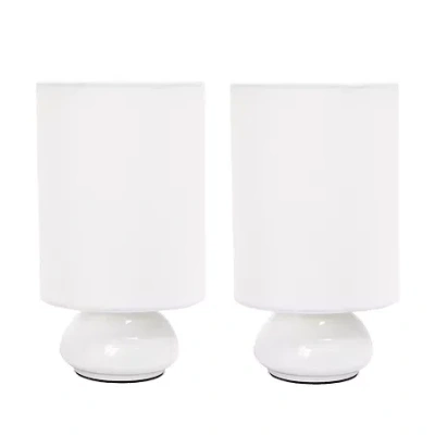 All The Rages Simple Designs Gemini Colors 2 Pack Mini Touch Table Lamp Set With Fabric Shades In White