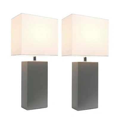 All The Rages Elegant Designs 2 Pk Modern Leather Table Lamps In Gray