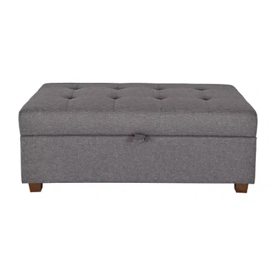 Corliving Aubin Tufted Upholstered Ottoman In Gray