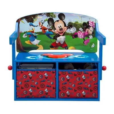 Disney Mickey Mouse Kids Wooden Storage Bench In Blue