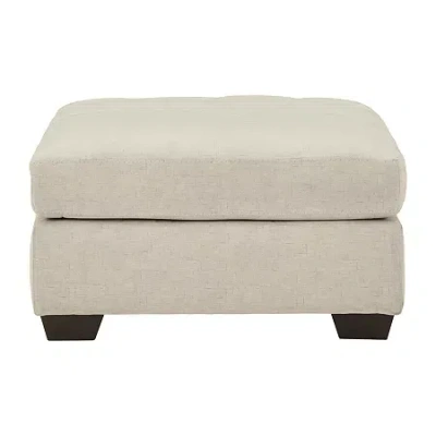 Signature Design By Ashley Falkirk Cushioned Upholstered Ottoman In Gray