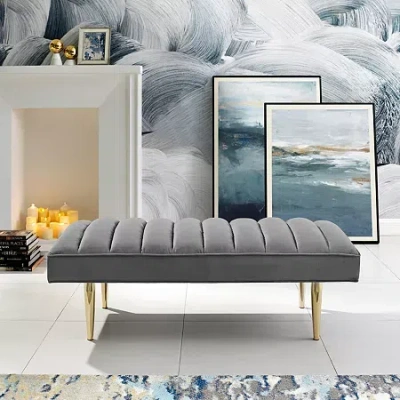 Inspired Home Denver Upholstered Bench In Gray