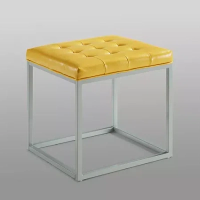 Inspired Home Newton Tufted Ottoman In Yellow