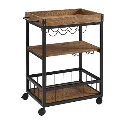 Linon Attwood Kitchen Cart In Black