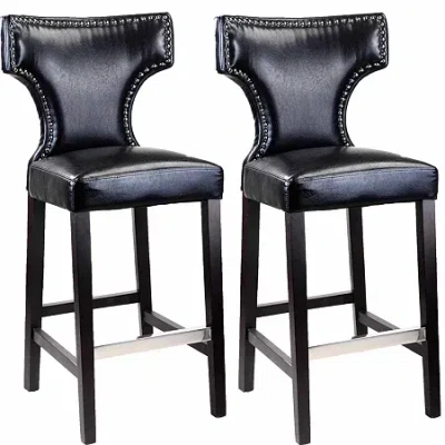 Corliving Kings Bar Height Barstool With Metal Studs In Black