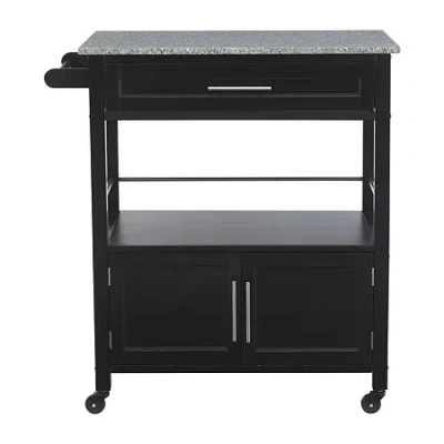 Linon Granite-top Kitchen Cart In Black