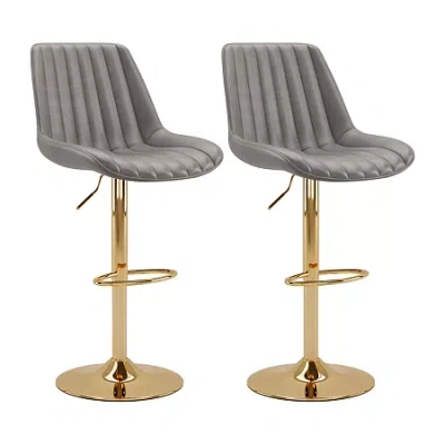 Corliving 2-pc. Upholstered Swivel Bar Stool In Gray