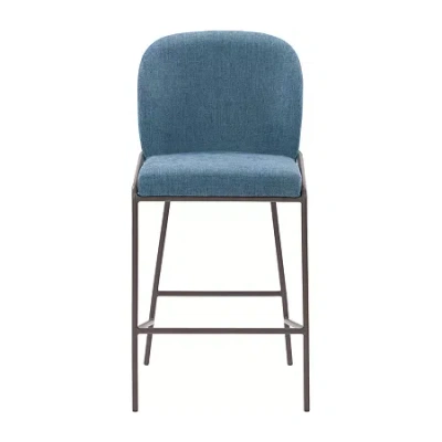 Corliving Blakeley Counter Height Upholstered Bar Stool In Blue
